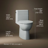 Reach® One-piece compact elongated toilet with skirted trapway, 1.28 gpf