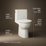 Reach® One-piece compact elongated toilet with skirted trapway, 1.28 gpf