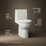 Reach® One-piece compact elongated toilet with skirted trapway, 1.28 gpf