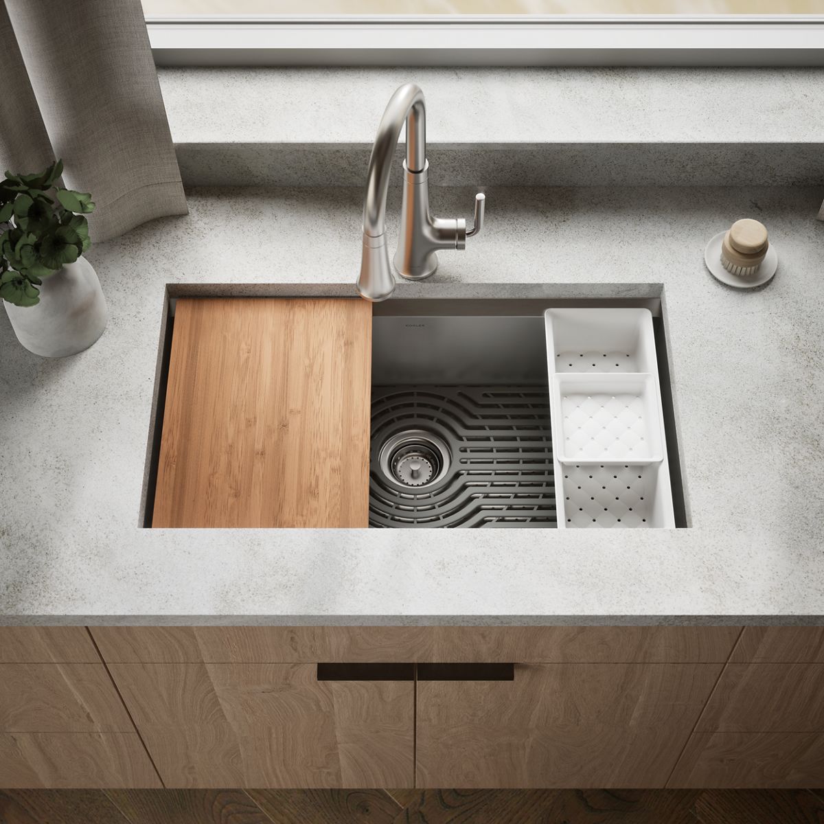 Task™ 33" top-/undermount single-bowl workstation kitchen sink