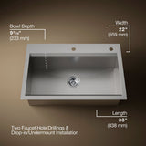 Task™ 33" top-/undermount single-bowl workstation kitchen sink