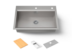 Task™ 33" top-/undermount single-bowl workstation kitchen sink