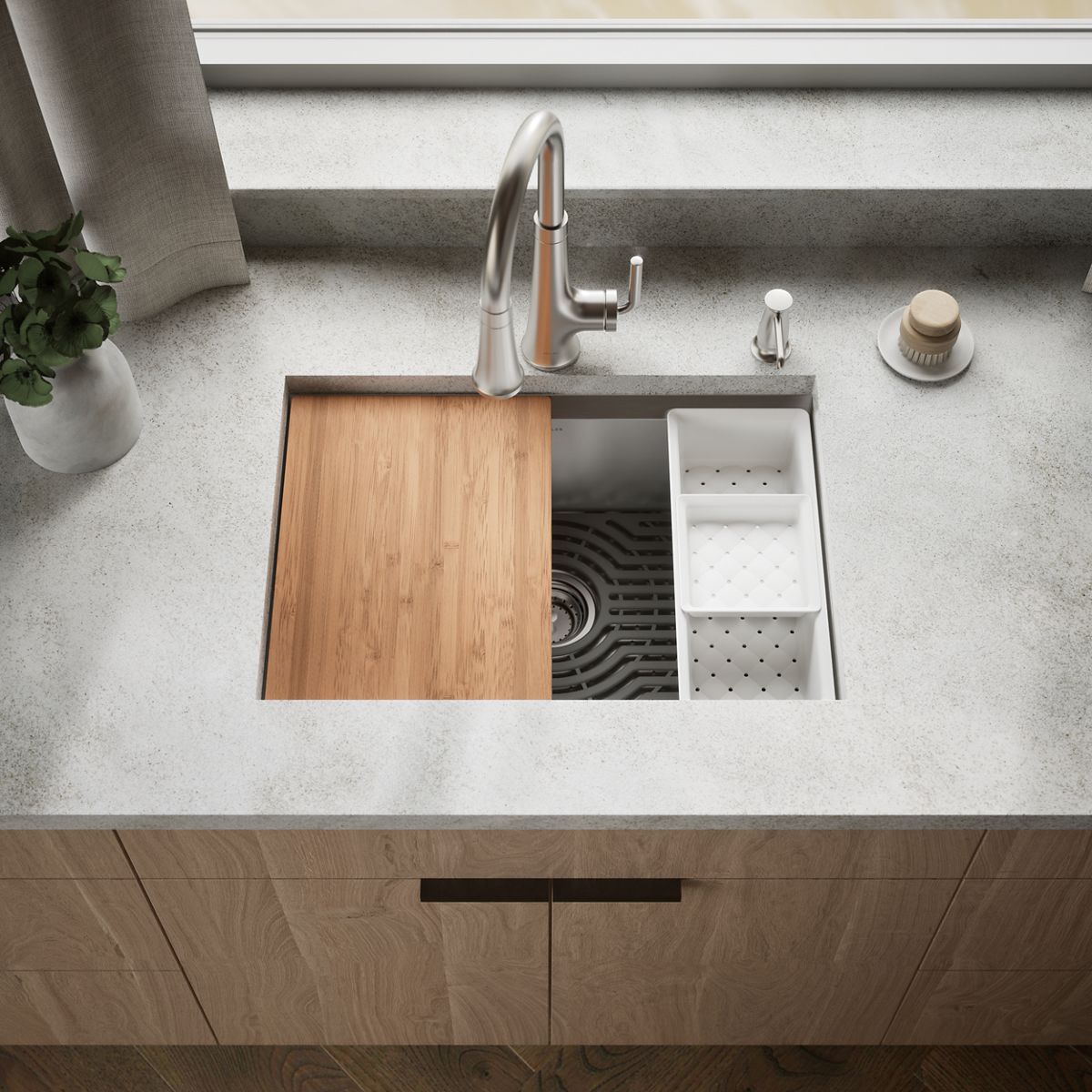 Task™ 27" top-/undermount single-bowl workstation kitchen sink