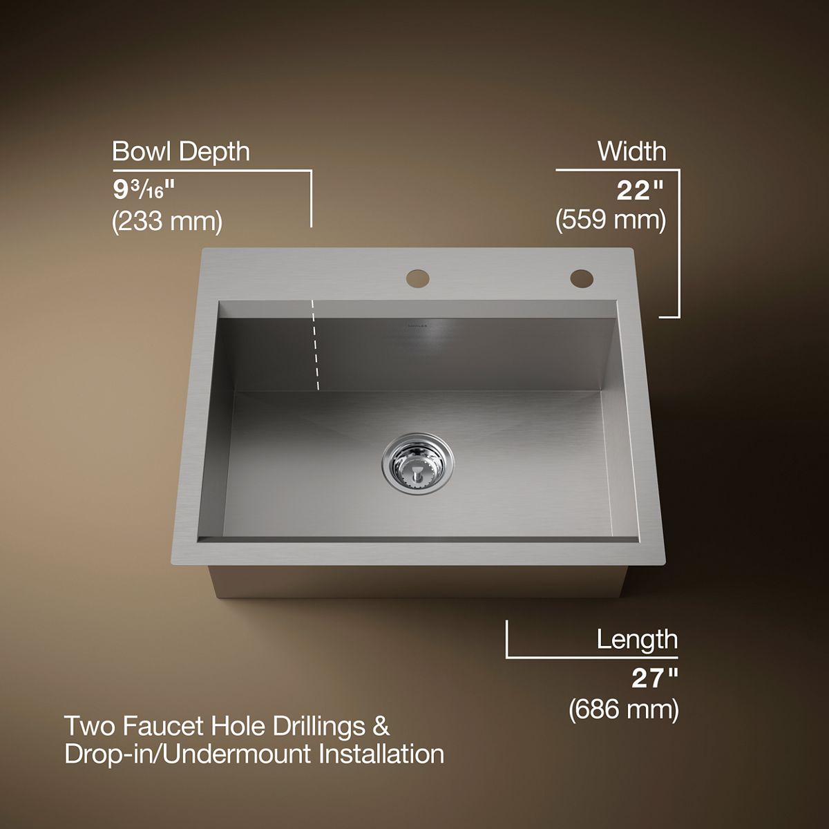 Task™ 27" top-/undermount single-bowl workstation kitchen sink