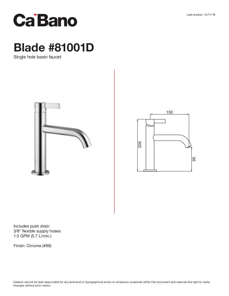 Blade single hole basin faucet