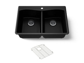 Kennon® 33" top-/undermount double-bowl kitchen sink
