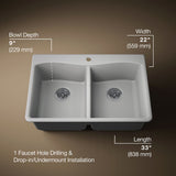 Kennon® 33" top-/undermount double-bowl kitchen sink