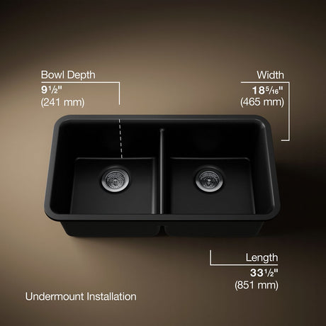 Cairn® 33-1/2" undermount double-bowl kitchen sink