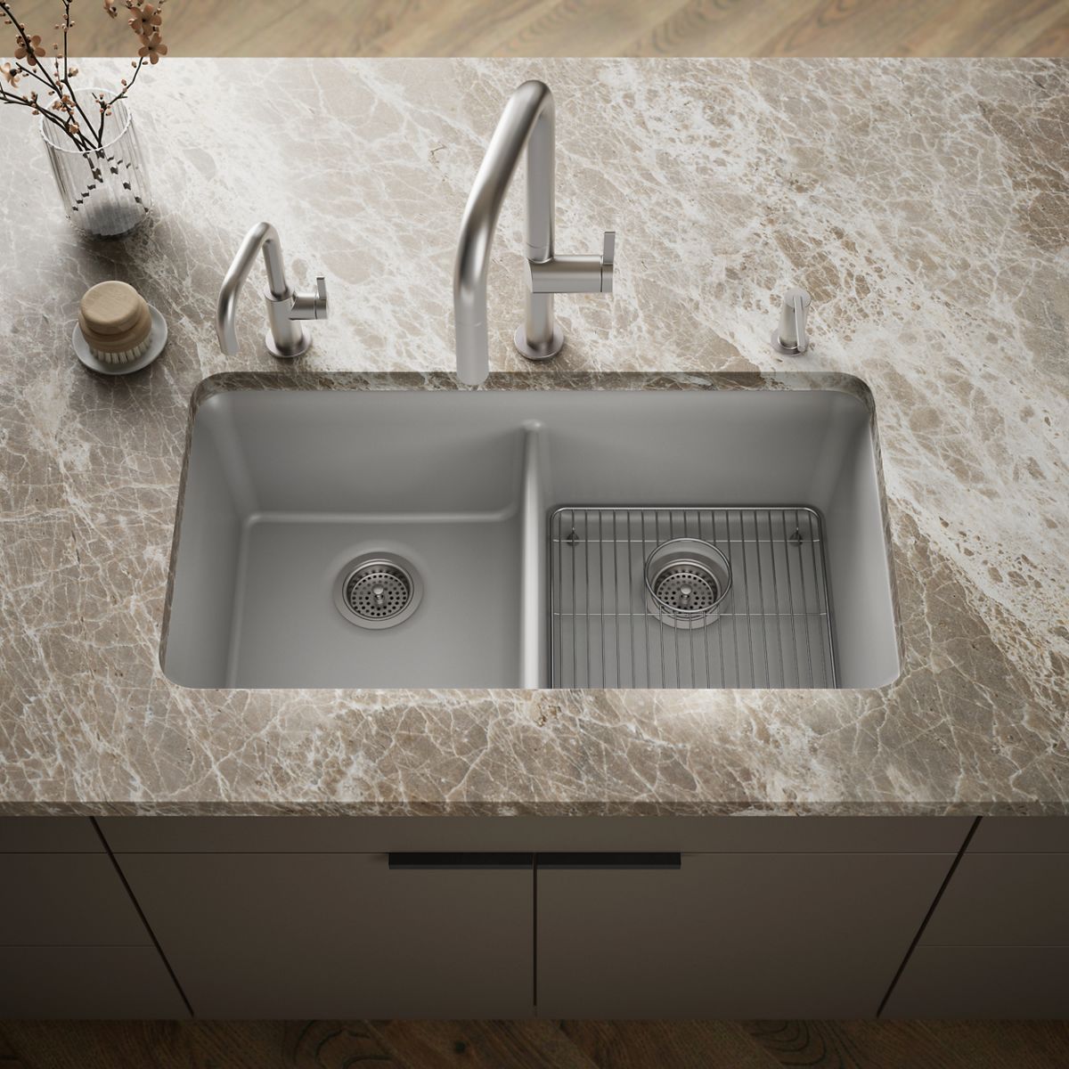 Cairn® 33-1/2" undermount double-bowl kitchen sink
