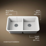 Cairn® 33-1/2" undermount double-bowl kitchen sink