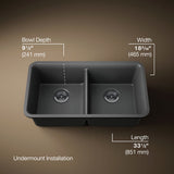 Cairn® 33-1/2" undermount double-bowl kitchen sink