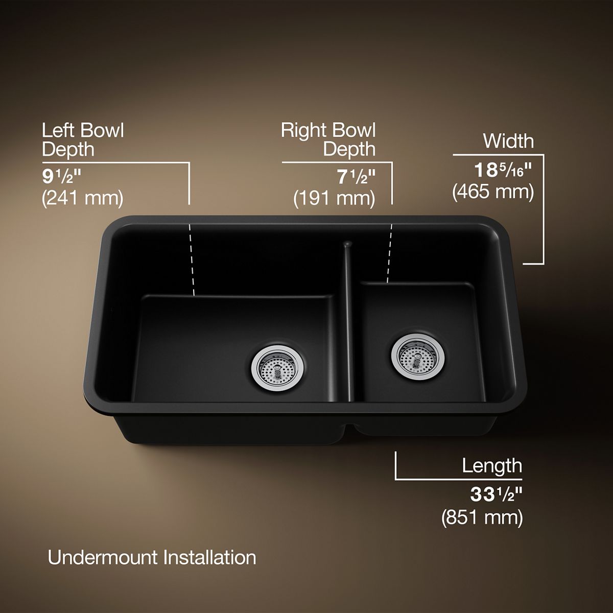 Cairn® 33-1/2" undermount double-bowl kitchen sink