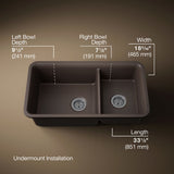 Cairn® 33-1/2" undermount double-bowl kitchen sink
