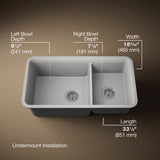 Cairn® 33-1/2" undermount double-bowl kitchen sink
