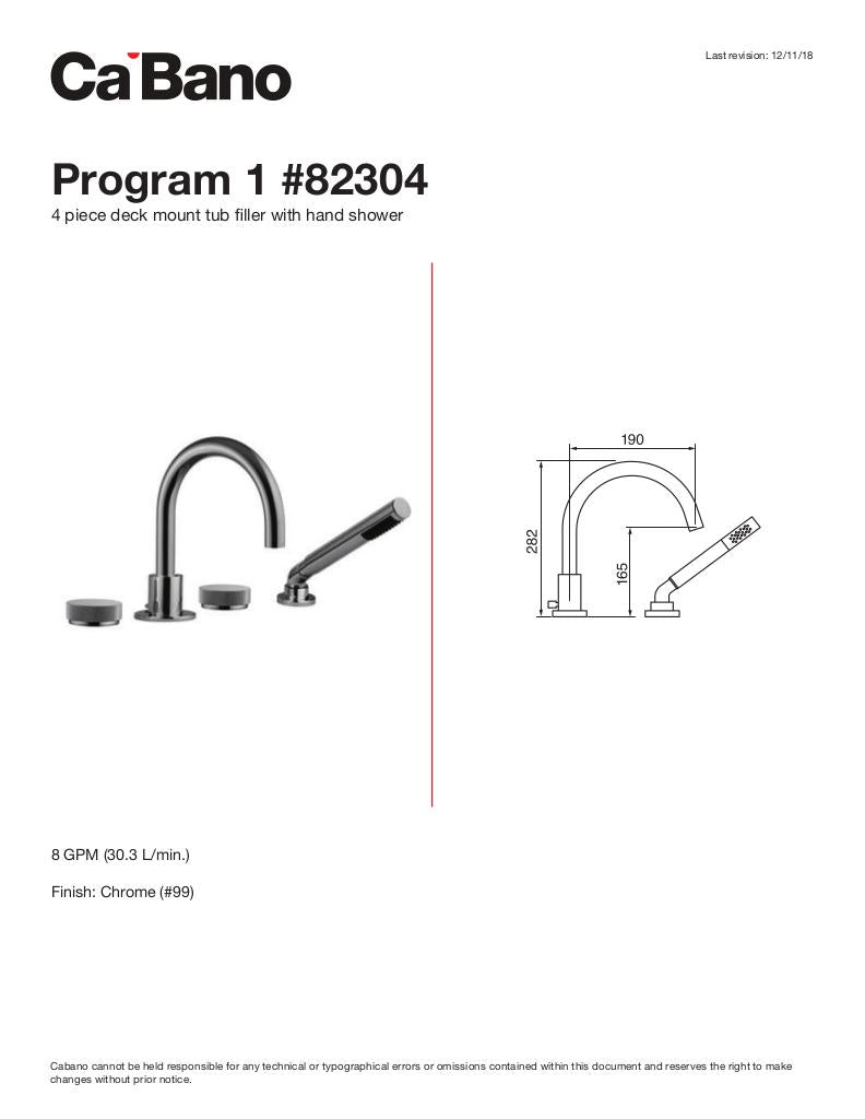 4 piece deck mount tub filler with hand shower
