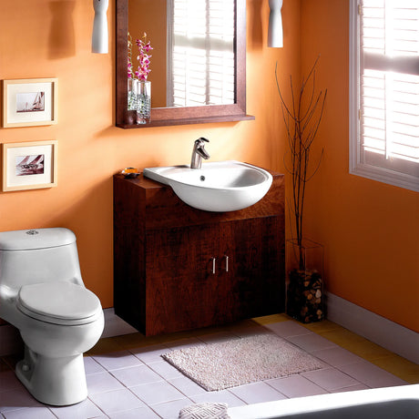 Mezzo Semi-Countertop Sink Less Overflow with Center Hole Only