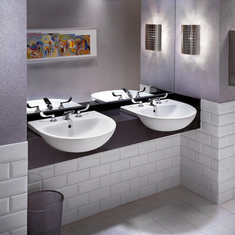 Mezzo Semi-Countertop Sink Less Overflow with 8-Inch Widespread