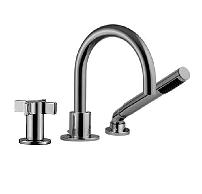 3 piece deck mount tub filler faucet with hand shower