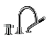 3 piece deck mount tub filler faucet with hand shower