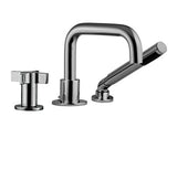 3 piece deck mount tub filler faucet with hand shower