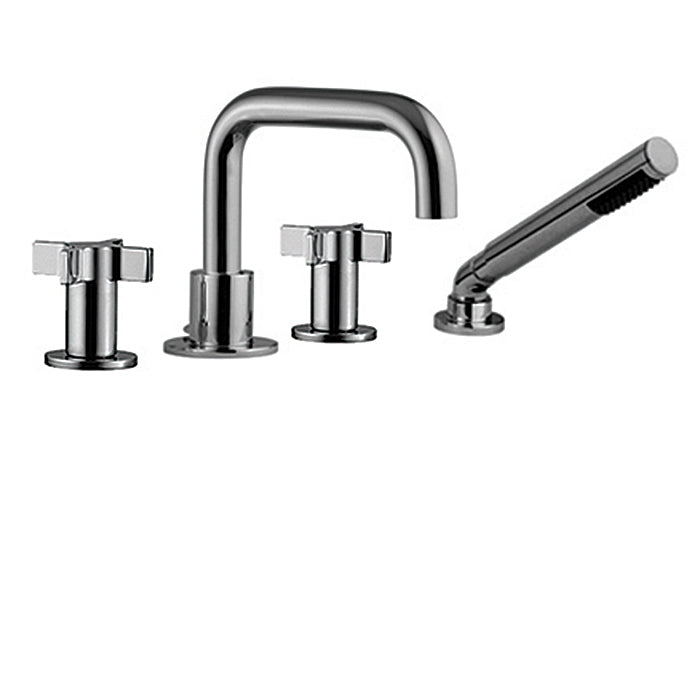 4 piece deck mount tub filler with hand shower