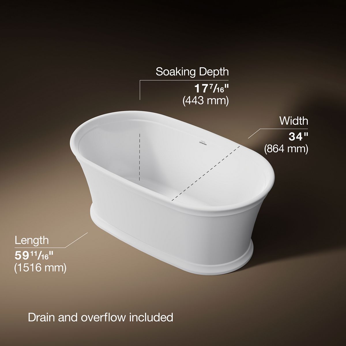 Memoirs® 60" x 34" freestanding bath