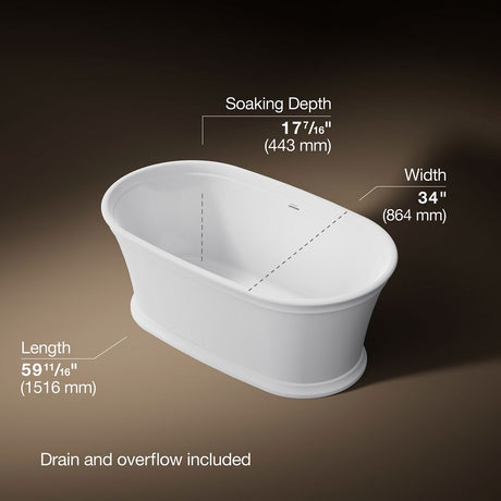 Memoirs® 60" x 34" freestanding bath