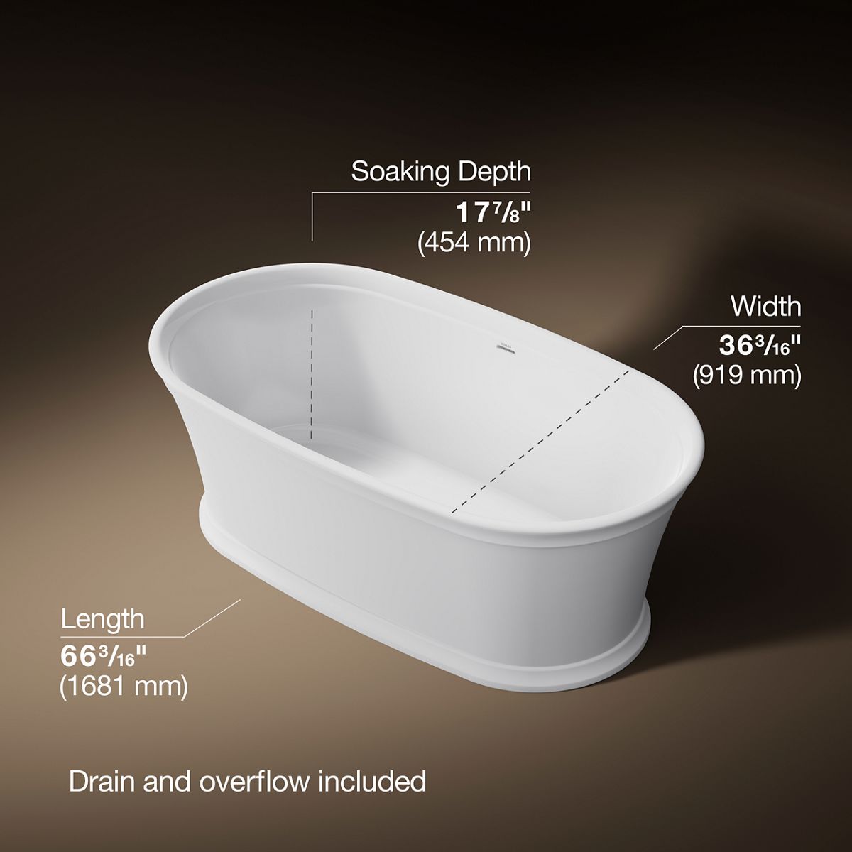 Memoirs® 66-1/4" x 36-1/2" freestanding bath