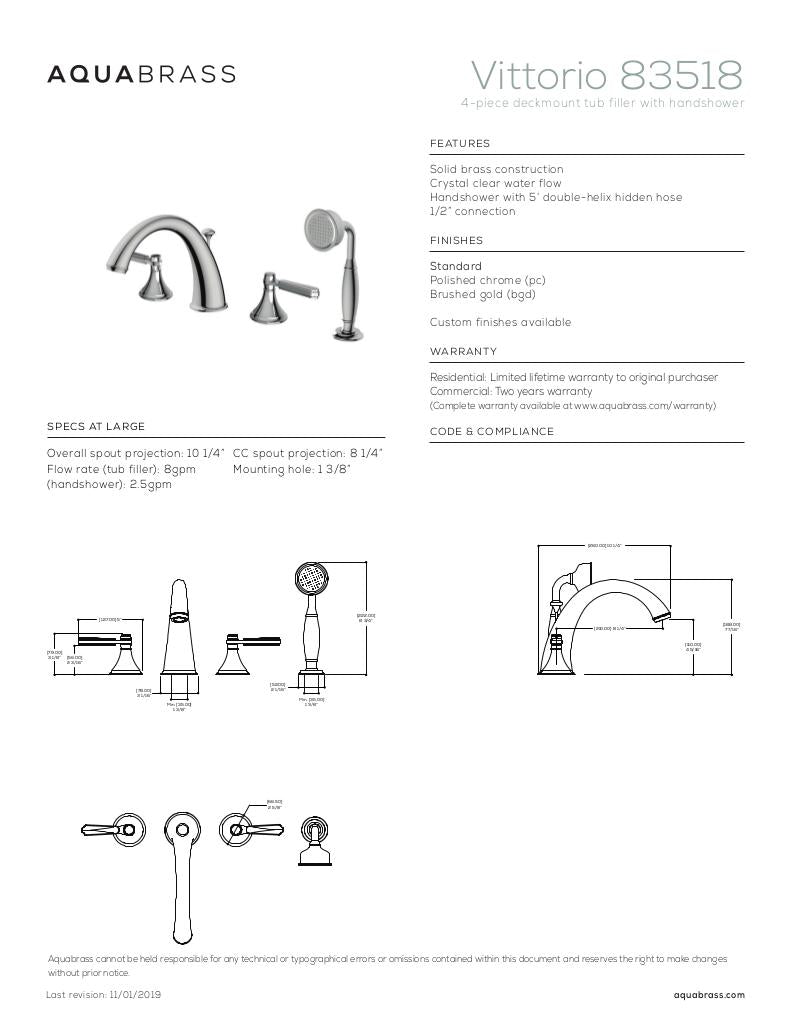 4-piece deckmount tub filler with handshower