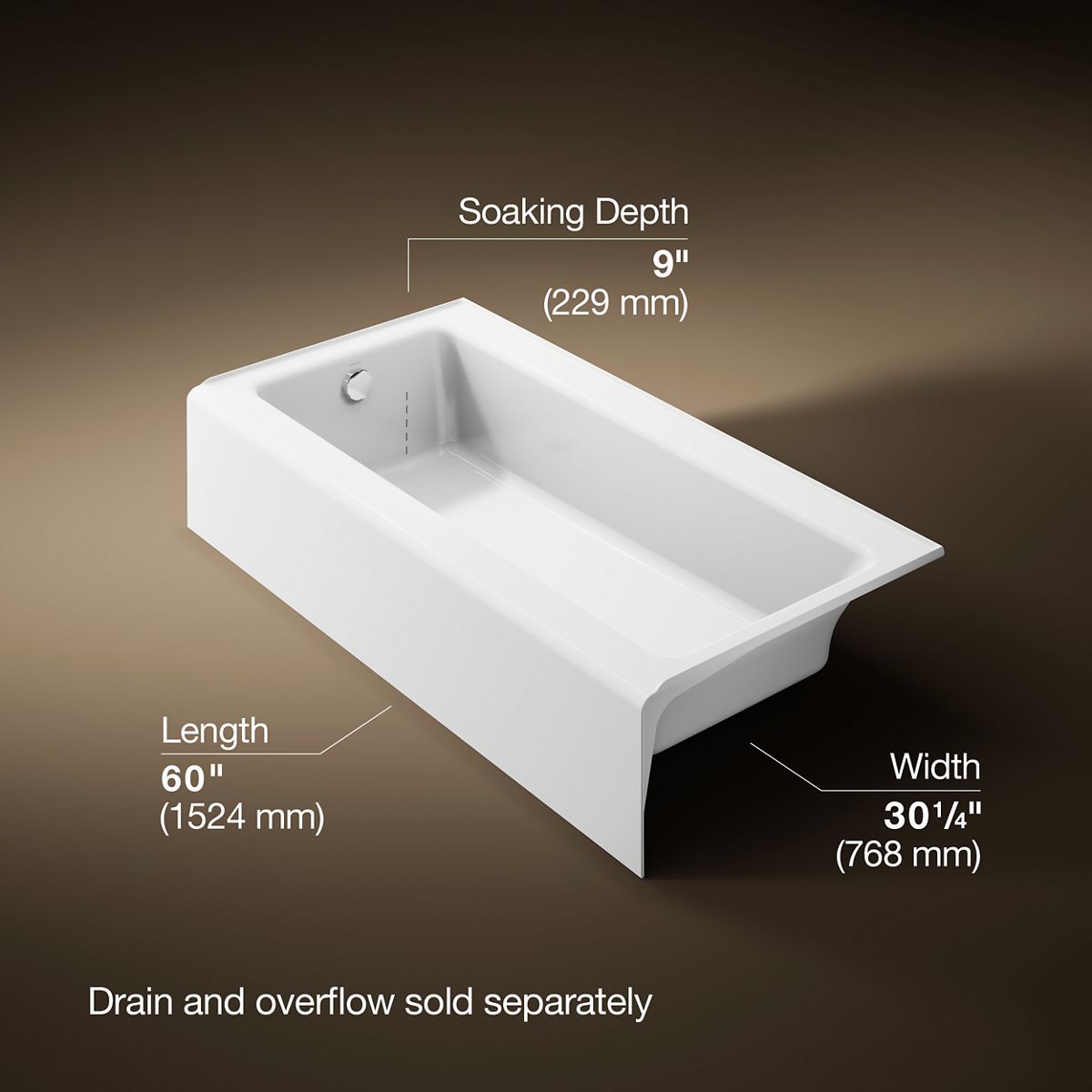 Bellwether® 60" x 30-1/4" alcove bath, left drain