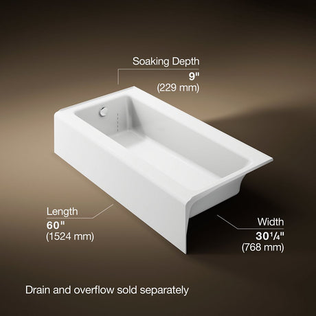 Bellwether® 60" x 30-1/4" alcove bath, left drain
