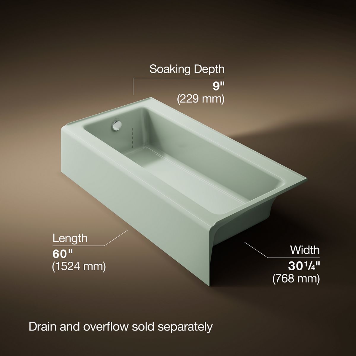 Bellwether® 60" x 30-1/4" alcove bath, left drain