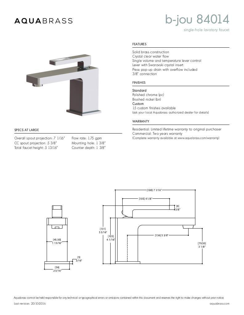 Single-hole lavatory faucet WITH CRYSTAL