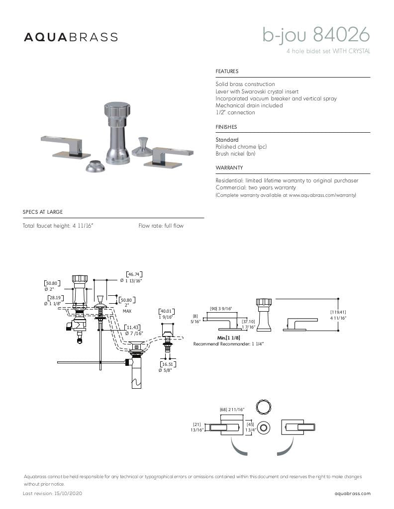 4 hole bidet set WITH CRYSTAL