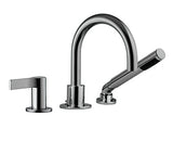 3 piece deck mount tub filler faucet with hand shower