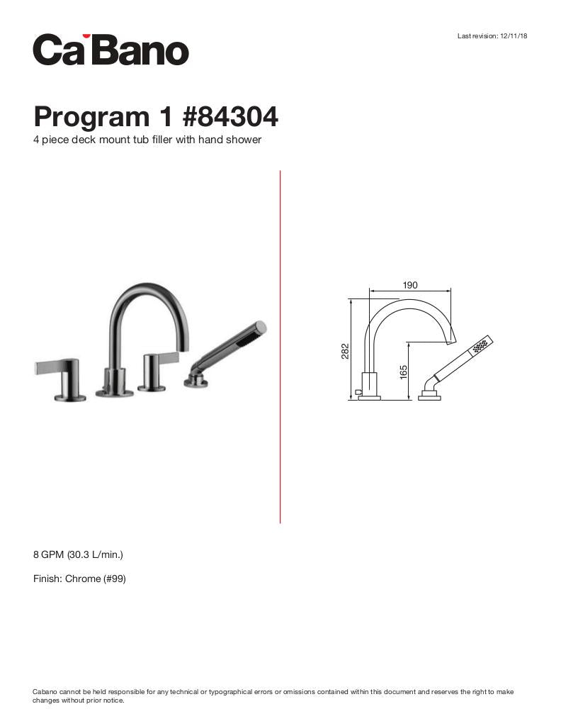 4 piece deck mount tub filler with hand shower