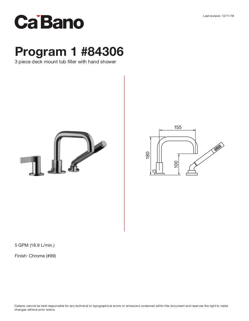 3 piece deck mount tub filler faucet with hand shower