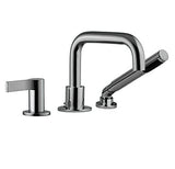 3 piece deck mount tub filler faucet with hand shower
