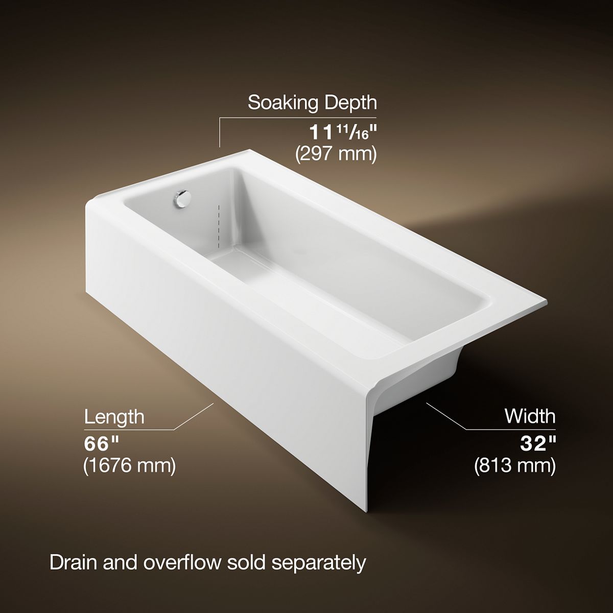 Bellwether® 66" x 32" alcove bath, left drain