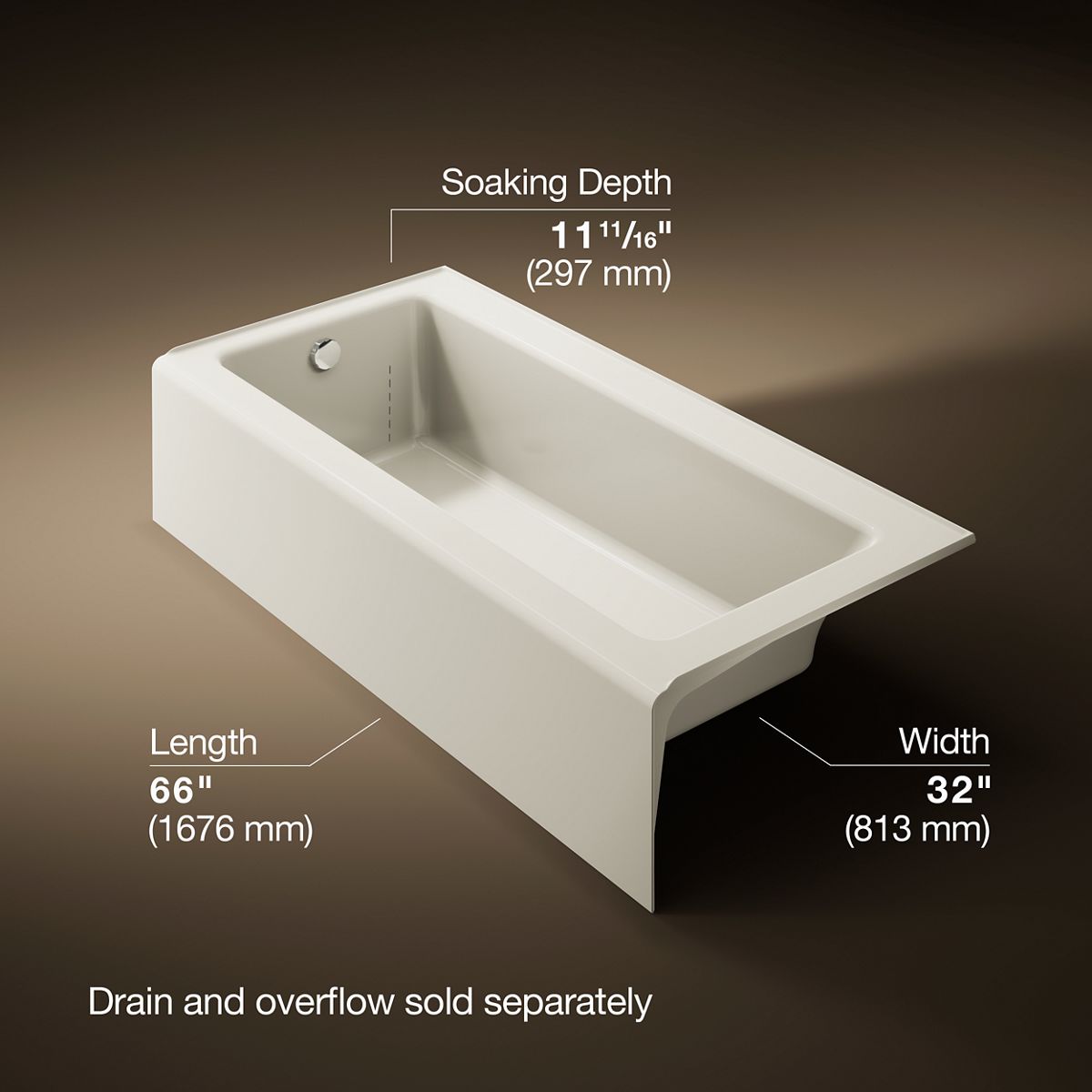 Bellwether® 66" x 32" alcove bath, left drain