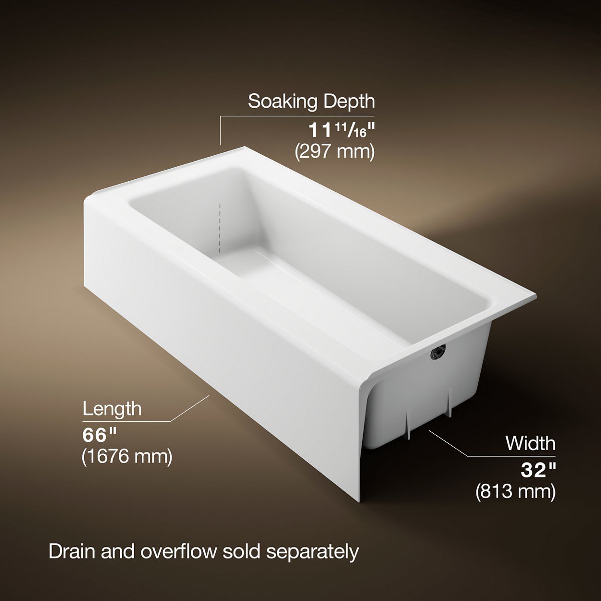 Bellwether® 66" x 32" alcove bath, right drain