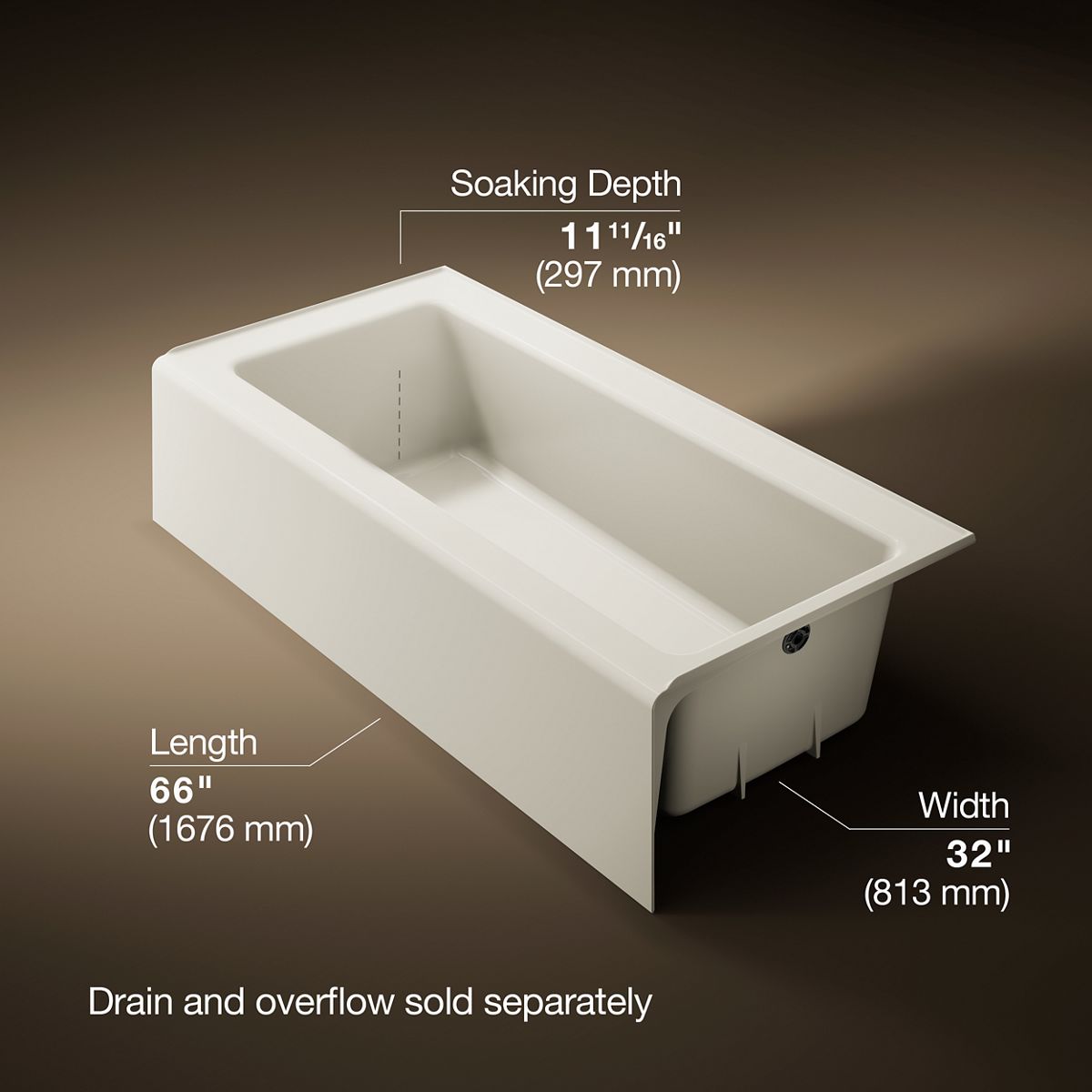 Bellwether® 66" x 32" alcove bath, right drain