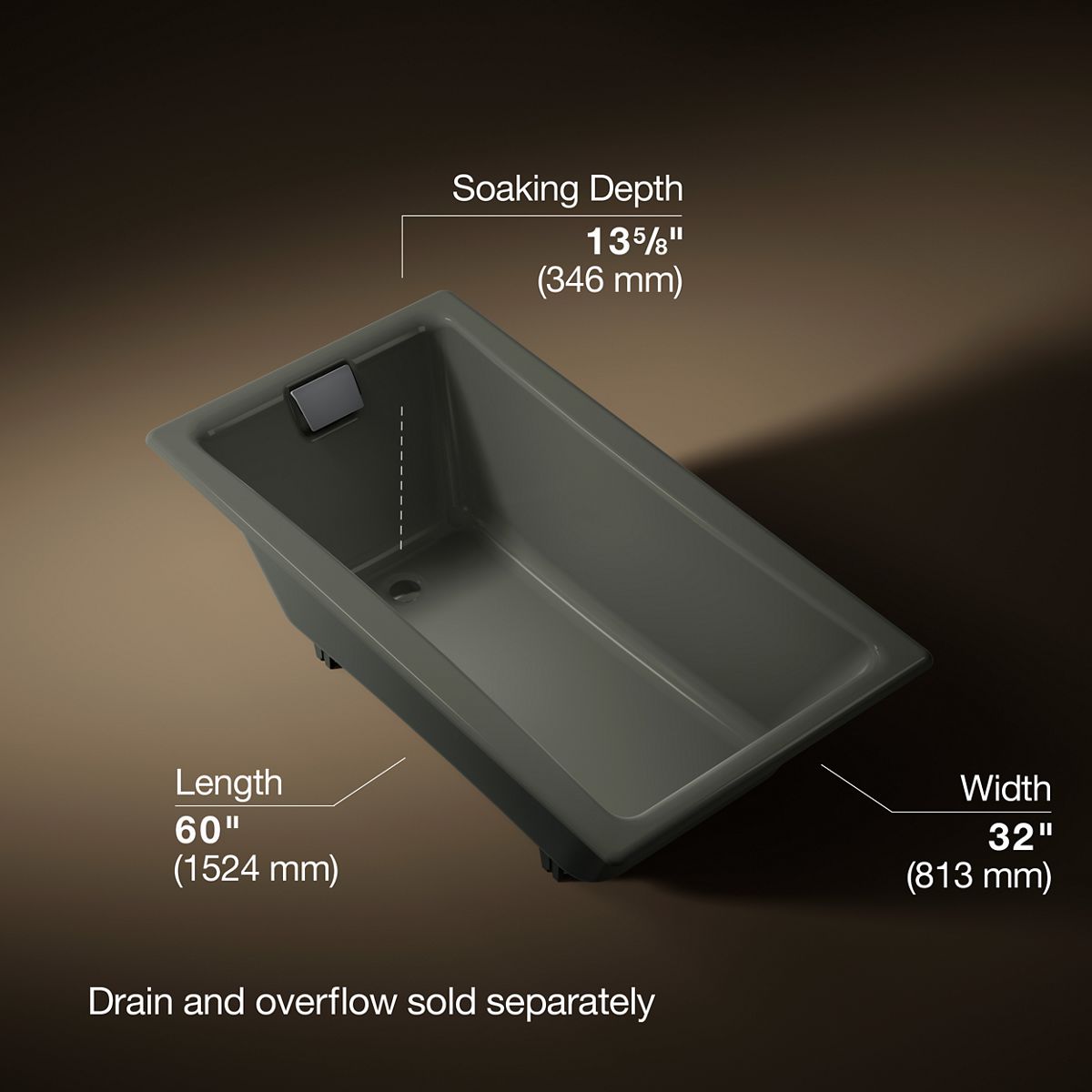 Tea-for-Two® 60" x 32" drop-in bath