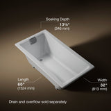 Tea-for-Two® 60" x 32" drop-in bath