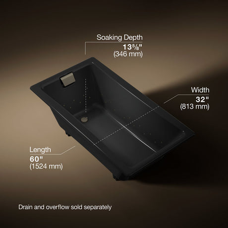 Tea-for-Two® 60" x 32" drop-in Heated BubbleMassage™ air bath