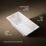 Tea-for-Two® 60" x 32" drop-in Heated BubbleMassage™ air bath