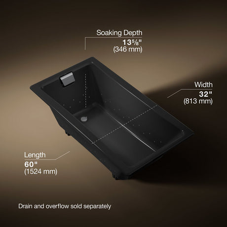 Tea-for-Two® 60" x 32" drop-in Heated BubbleMassage™ air bath