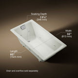 Tea-for-Two® 60" x 32" drop-in/undermount whirlpool bath