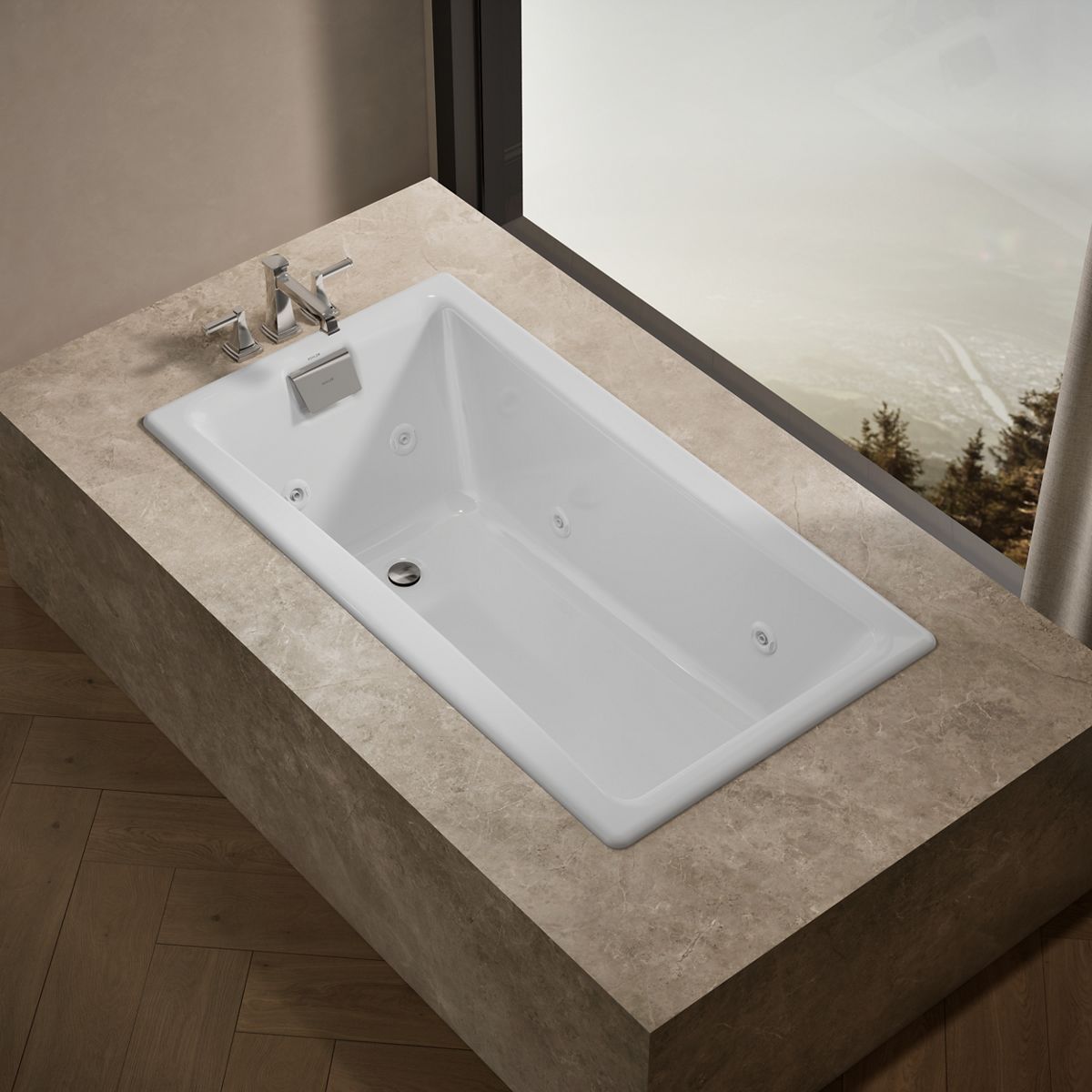 Tea-for-Two® 60" x 32" drop-in/undermount whirlpool bath