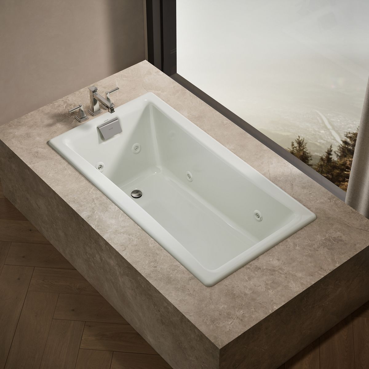 Tea-for-Two® 60" x 32" drop-in/undermount whirlpool bath